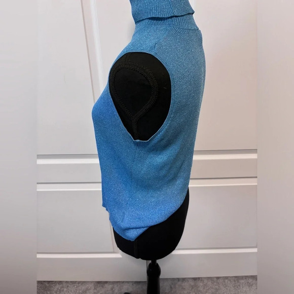 Vintage | Nygard Collection | Blue Sparkly Sleeveless Turtle Neck | Size M - Picture 9 of 10
